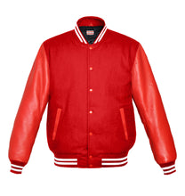 Load image into Gallery viewer, Original American Varsity Real Red Leather Letterman College Baseball Men Wool Jackets #RSL-WSTR-RB