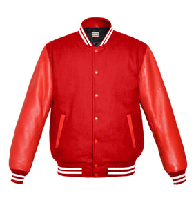 Original American Varsity Real Red Leather Letterman College Baseball Men Wool Jackets #RSL-WSTR-RB