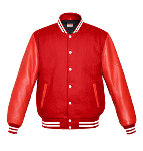 Original American Varsity Real Red Leather Letterman College Baseball Men Wool Jackets #RSL-WSTR-WB