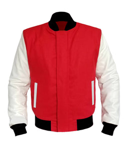 Original American Varsity White Leather Sleeve Letterman College Baseball Men Wool Jackets #WSL-BBand-WP-BZ