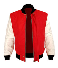 Load image into Gallery viewer, Original American Varsity White Leather Sleeve Letterman College Baseball Kid Wool Jackets #WSL-BBand-WP-BZ