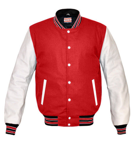 Superb Genuine White Leather Sleeve Letterman College Varsity Men Wool Jackets #WSL-BWSTR-WB
