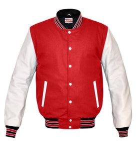Superb Genuine White Leather Sleeve Letterman College Varsity Men Wool Jackets #WSL-BWSTR-WB