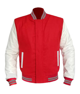 Original American Varsity White Leather Sleeve Letterman College Baseball Women Wool Jackets #WSL-GYSTR-BZ