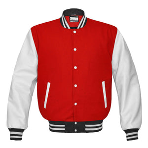 Superb Genuine White Leather Sleeve Letterman College Varsity Men Wool Jackets #WSL-WSTR-BBAND