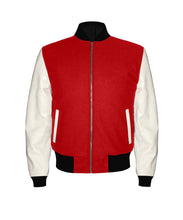 Load image into Gallery viewer, Original American Varsity Real White Leather Letterman College Baseball Men Wool Jackets #WSL-ZIP-BBand