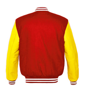 Superb Genuine Yellow Leather Sleeve Letterman College Varsity Women Wool Jackets #YSL-WSTR-YB