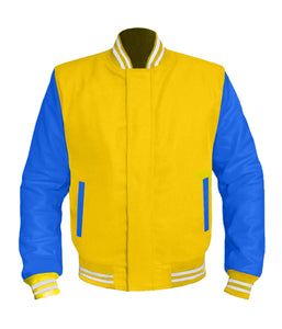 Original American Varsity Blue Leather Sleeve Letterman College Baseball Men Wool Jackets #BLSL-WSTR-BZ