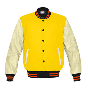 Original American Varsity Real Cream Leather Letterman College Baseball Women Wool Jackets #CRSL-ORSTR-BB-Bband