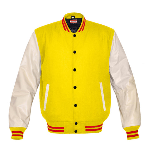 Superb Genuine Cream Leather Sleeve Letterman College Varsity Women Wool Jackets #CRSL-RSTR-BB