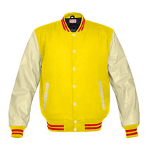 Load image into Gallery viewer, Superb Genuine Cream Leather Sleeve Letterman College Varsity Kid Wool Jackets #CRSL-RSTR-CB