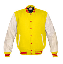 Load image into Gallery viewer, Superb Genuine Cream Leather Sleeve Letterman College Varsity Men Wool Jackets #CRSL-RSTR-RB