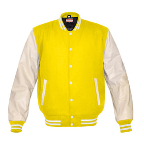 Superb Genuine Cream Leather Sleeve Letterman College Varsity Women Wool Jackets #CRSL-WSTR-WB