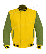 Load image into Gallery viewer, Original American Varsity Green Leather Sleeve Letterman College Baseball Women Wool Jackets #GRSL-BSTR-BZ