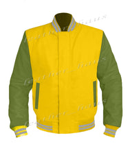 Load image into Gallery viewer, Original American Varsity Green Leather Sleeve Letterman College Baseball Men Wool Jackets #GRSL-GYSTR-BZ