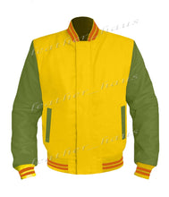 Load image into Gallery viewer, Original American Varsity Green Leather Sleeve Letterman College Baseball Men Wool Jackets #GRSL-ORSTR-BZ