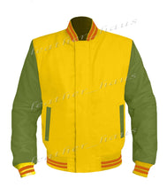 Load image into Gallery viewer, Original American Varsity Green Leather Sleeve Letterman College Baseball Women Wool Jackets #GRSL-ORSTR-BZ