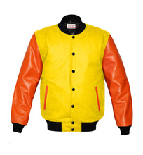 Load image into Gallery viewer, Original American Varsity Real Orange Leather Letterman College Baseball Women Wool Jackets #ORSL-BSTR-BB-Bband