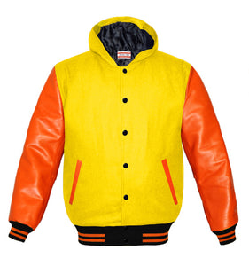 Superb Orange Leather Sleeve Original American Varsity Letterman College Baseball Men Wool Jackets #ORSL-ORSTR-BB-H-BBand
