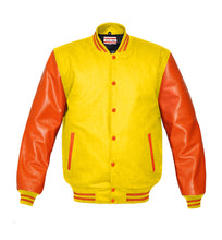 Load image into Gallery viewer, Superb Genuine Orange Leather Sleeve Letterman College Varsity Kid Wool Jackets #ORSL-ORSTR-OB