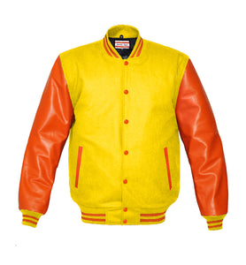 Superb Genuine Orange Leather Sleeve Letterman College Varsity Kid Wool Jackets #ORSL-ORSTR-OB