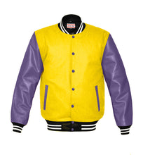 Load image into Gallery viewer, Original American Varsity Real Purple Leather Letterman College Baseball Men Wool Jackets #PRSL-WSTR-PRB-BBand