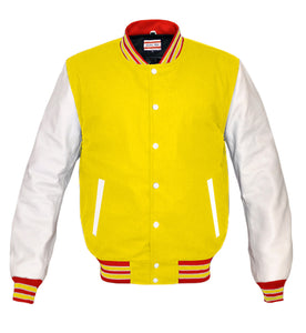 Superb Genuine White Leather Sleeve Letterman College Varsity Men Wool Jackets #WSL-RWSTR-WB