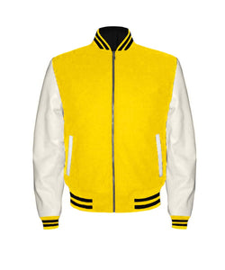 Original American Varsity Real White Leather Letterman College Baseball Men Wool Jackets #WSL-BSTR-ZIP