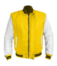 Load image into Gallery viewer, Original American Varsity White Leather Sleeve Letterman College Baseball Kid Wool Jackets #WSL-BSTR-WP-BZ