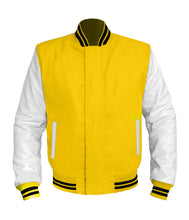 Load image into Gallery viewer, Original American Varsity White Leather Sleeve Letterman College Baseball Kid Wool Jackets #WSL-BSTR-WP-BZ