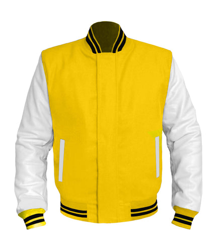 Original American Varsity White Leather Sleeve Letterman College Baseball Kid Wool Jackets #WSL-BSTR-WP-BZ