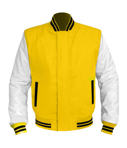 Original American Varsity White Leather Sleeve Letterman College Baseball Men Wool Jackets #WSL-BSTR-BZ