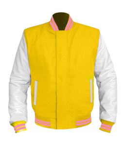 Original American Varsity White Leather Sleeve Letterman College Baseball Women Wool Jackets #WSL-PKSTR-BZ