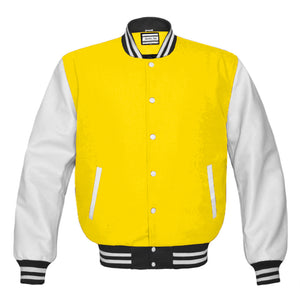 Superb Genuine White Leather Sleeve Letterman College Varsity Men Wool Jackets #WSL-WSTR-BBAND