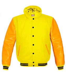 Superb Genuine Yellow Leather Sleeve Letterman College Varsity Men Wool Jackets #YSL-BSTR-BB-H