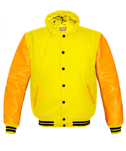 Superb Genuine Yellow Leather Sleeve Letterman College Varsity Women Wool Jackets #YSL-BSTR-BB-H