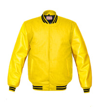 Load image into Gallery viewer, Superb Genuine Yellow Leather Sleeve Letterman College Varsity Women Wool Jackets #YSL-BSTR-YB