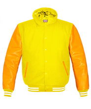 Load image into Gallery viewer, Superb Genuine Yellow Leather Sleeve Letterman College Varsity Women Wool Jackets #YSL-WSTR-YB-H