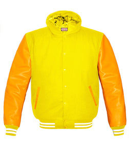 Superb Genuine Yellow Leather Sleeve Letterman College Varsity Women Wool Jackets #YSL-WSTR-YB-H