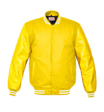 Load image into Gallery viewer, Superb Genuine Yellow Leather Sleeve Letterman College Varsity Women Wool Jackets #YSL-WSTR-YB