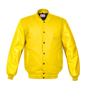 Superb Genuine Yellow Leather Sleeve Letterman College Varsity Men Wool Jackets #YSL-YSTR-BB